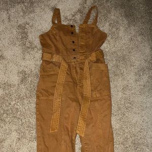 Brown button up overalls